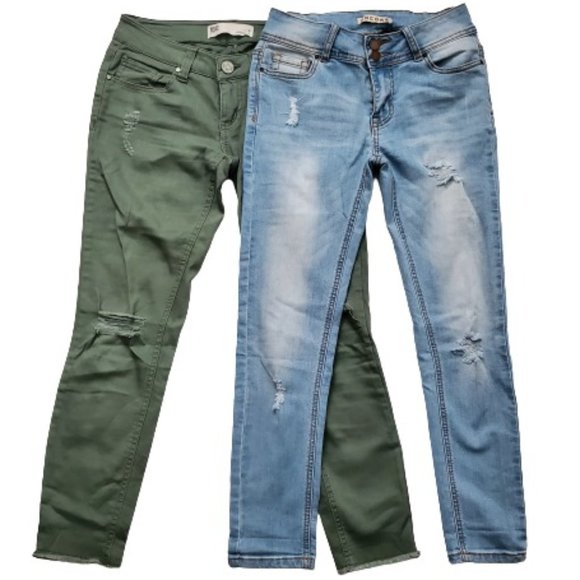 Set Of 2 Women's RSQ Baja Ankle Distressed Sz 1 & Encore Light Wash Sz 5 Jeans - Picture 3 of 14